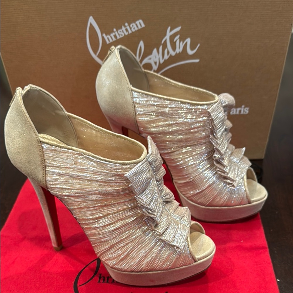 Christian Louboutin Gold Canon 140 Metallic Bootie